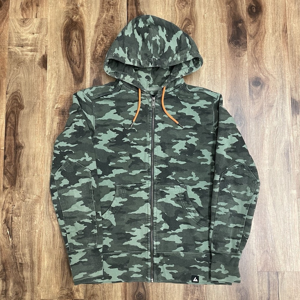 American Giant Mens Size L Digital Camo Full Zip Hoodie Green Made in USA
